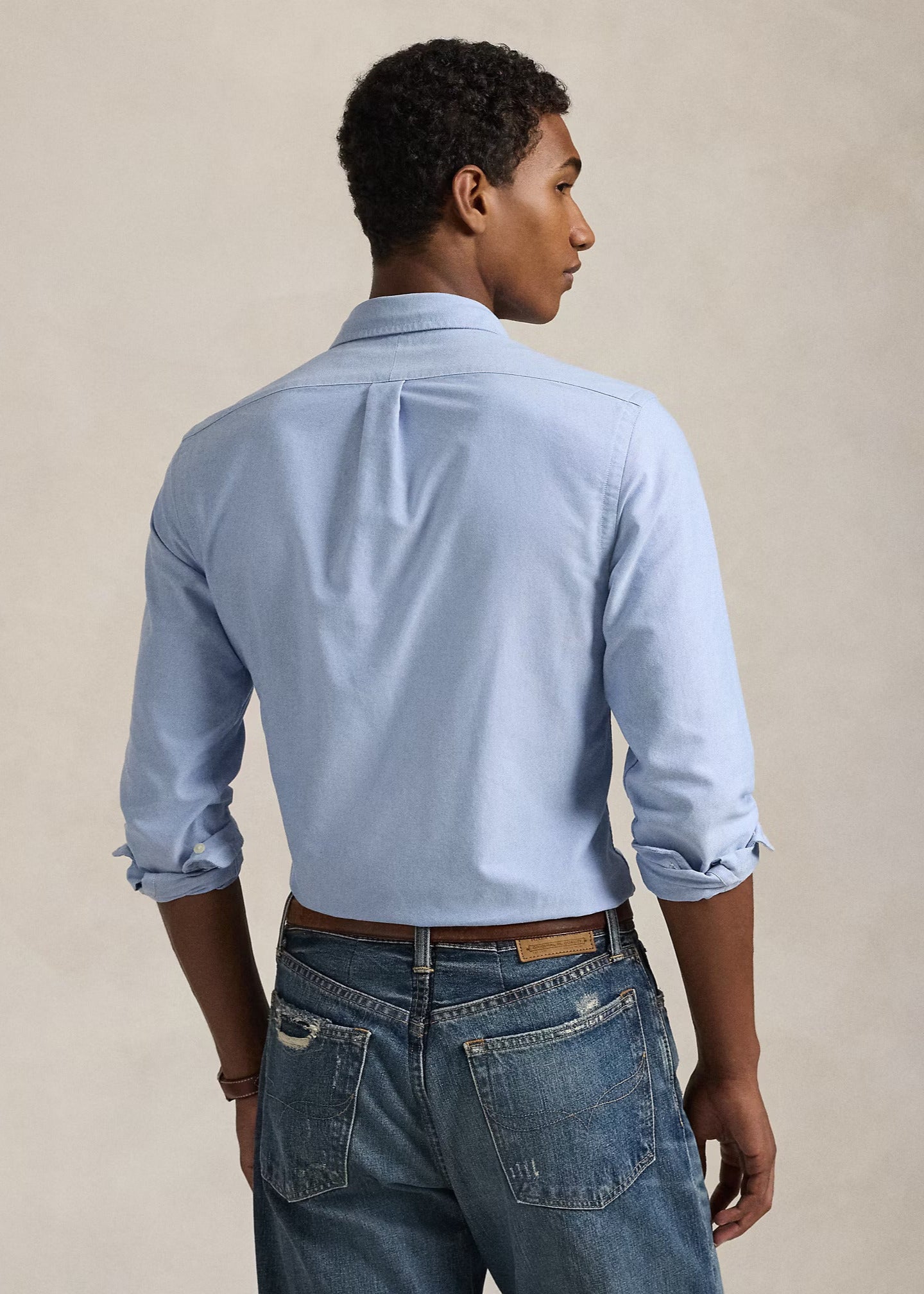 Chemise Ralph Lauren ajustée bleue en coton pour homme | Georgespaul