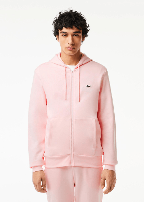 Sweat zippe a capuche Lacoste rose Georgespaul