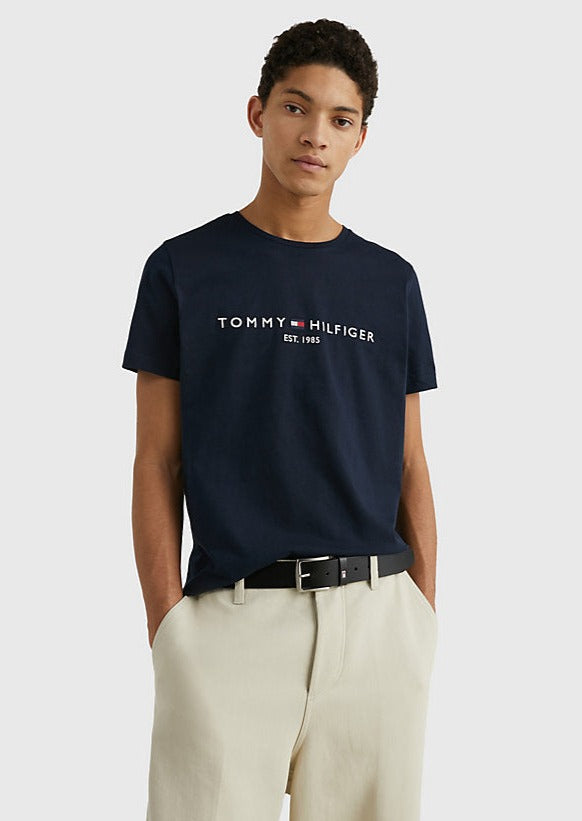 T-Shirt homme à logo Tommy Hilfiger marine en coton bio | Georgespaul