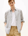 chemise-à-rayures-tommy-hilfiger-homme-verte-face