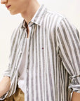chemise-à-rayures-tommy-hilfiger-homme-verte-zoom