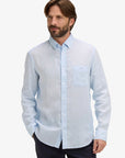 chemise-eden-park-bleue-lin-homme-E26CHECL0001BLC25-face-zoom