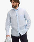 chemise-eden-park-bleue-lin-homme-E26CHECL0001BLC25-face