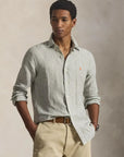 chemise-ralph-lauren-verte-lin-homme-710B15594001-face