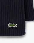 echarpe-lacoste-marine-laine-re0058-logo
