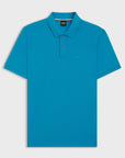 polo-boss-homme-bleu-a-plat-face