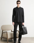 polo-manches-longues-boss-noir-homme-porte