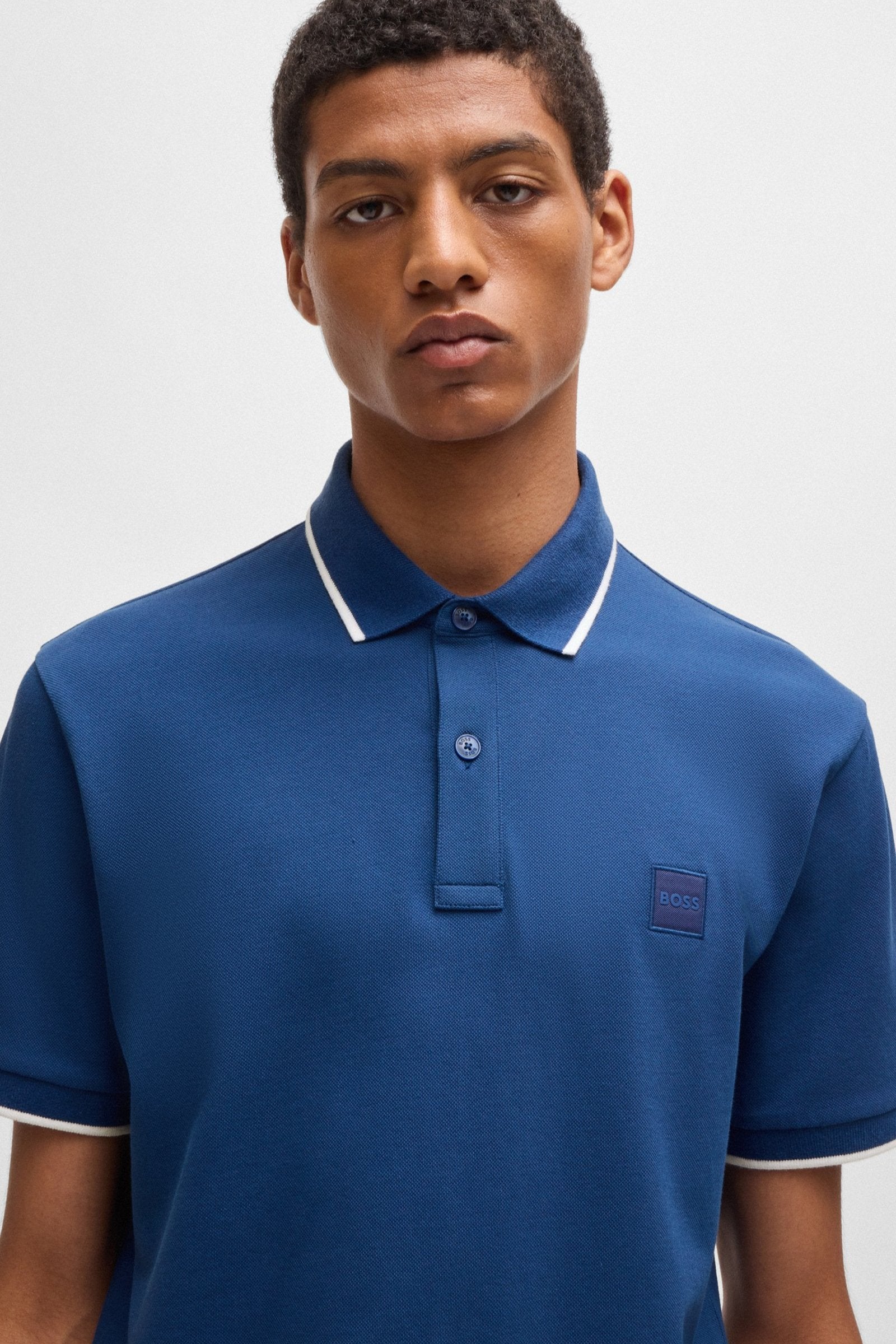 Blue boss polo discount