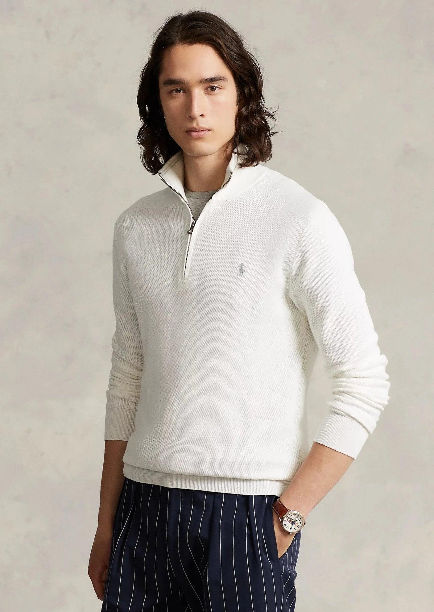 Pull demi zip Ralph Lauren blanc Georgespaul