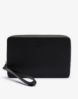 Trousse zippée Lacoste noire en cuir