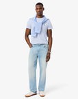 tshirt-lacoste-bleu-homme-coton-pima-porte