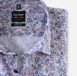 Charger l&#39;image dans la galerie, Chemise à motif OLYMP coupe ajustée bleue
