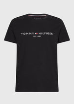 Charger l&#39;image dans la galerie, T-Shirt à logo Tommy Hilfiger noir en coton bio
