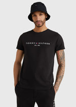 Charger l&#39;image dans la galerie, T-Shirt à logo Tommy Hilfiger noir en coton bio
