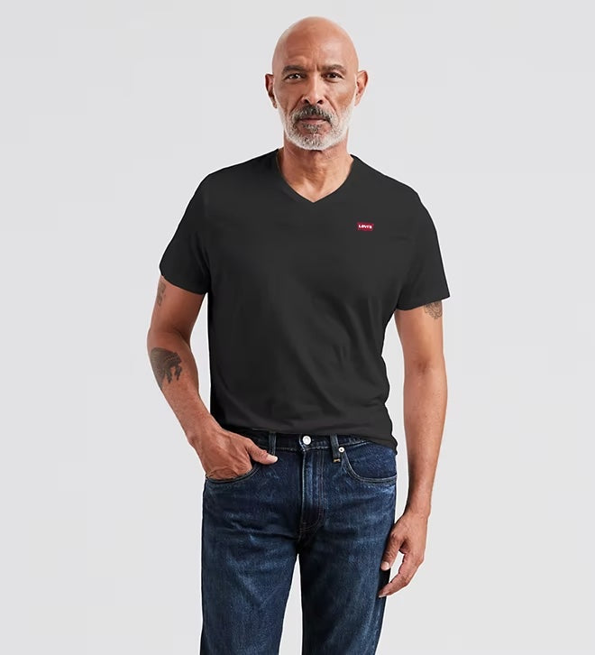 T-shirt col V Levi's noir en coton pur homme | Georgespaul
