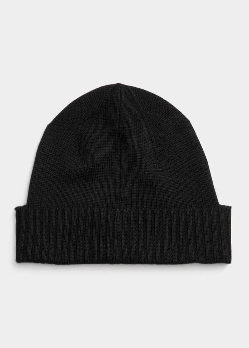 Bonnet unisexe Ralph Lauren noir en laine | Georgespaul