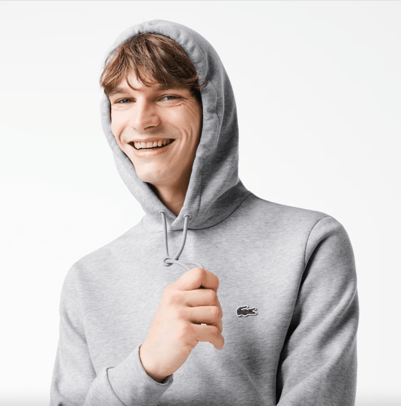 Sweat à capuche Lacoste gris en coton bio - Georgespaul