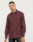 Chemise Lee Cooper bordeaux en coton pour homme I Georgespaul