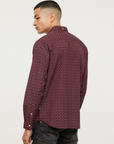 Chemise Lee Cooper bordeaux en coton pour homme I Georgespaul