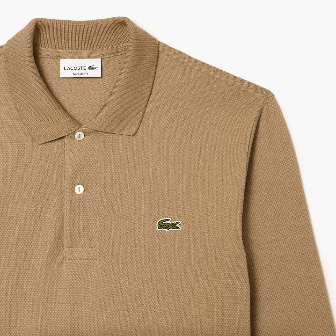 Polo manches longues Lacoste beige - Georgespaul