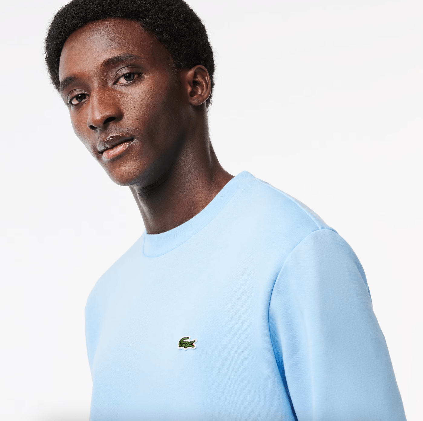 Sweat Lacoste bleu clair en molleton de coton bio - Georgespaul