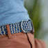 Ceinture tressée Billybelt bleue et beige en cuir - Georgespaul