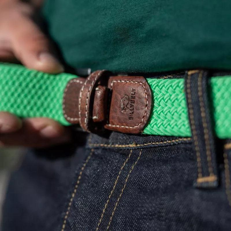 Ceinture tressée Billybelt verte en cuir - Georgespaul