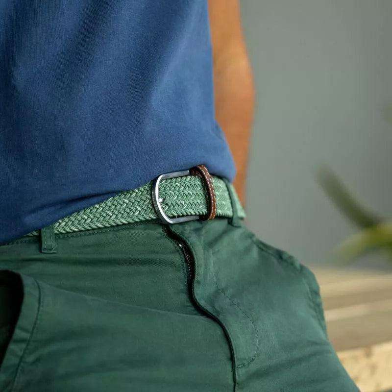 Ceinture tressée Billybelt verte en cuir - Georgespaul