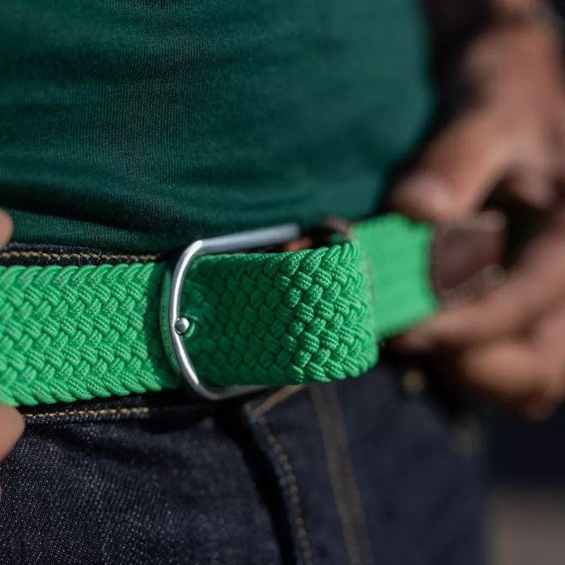 Ceinture tressée Billybelt verte en cuir - Georgespaul