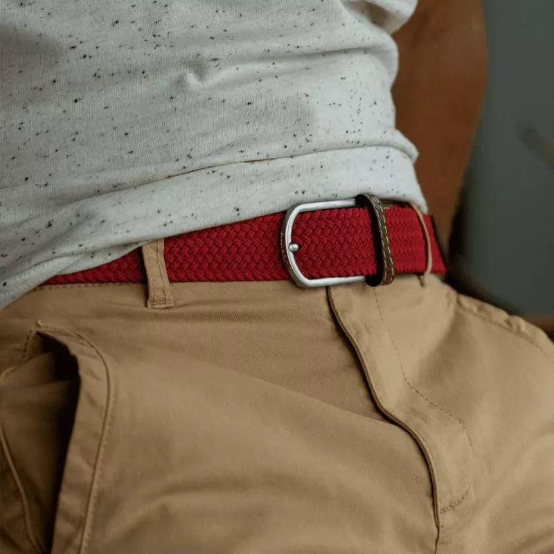 Ceinture tressée Billybelt rouge en cuir - Georgespaul