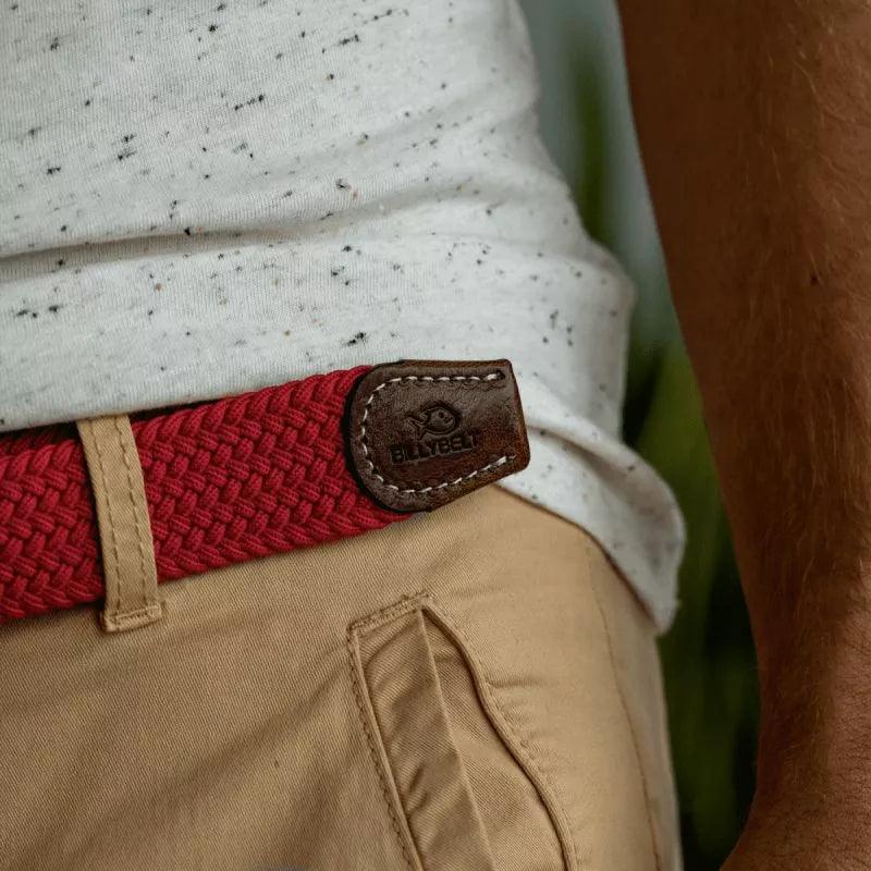 Ceinture tressée Billybelt rouge en cuir - Georgespaul