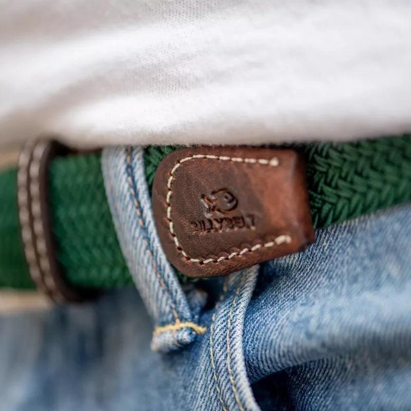 Ceinture tressée Billybelt vert impérial en cuir - Georgespaul