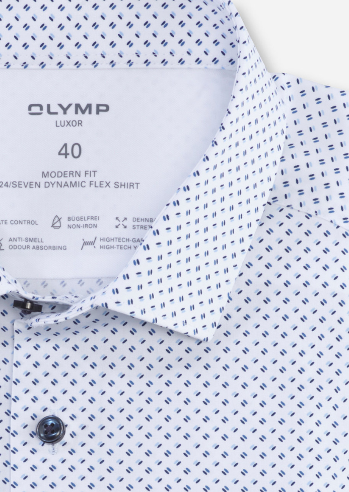 Chemise OLYMP droite bleue stretch