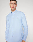 Chemise Tommy Hilfiger bleue en coton bio - Georgespaul