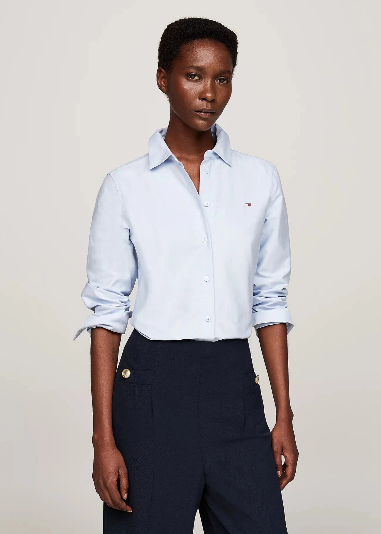 Chemise Tommy Hilfiger droite bleue pour femme | Georgespaul