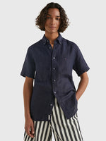 Afbeelding in Gallery-weergave laden, Chemise Tommy Hilfiger marine en lin pour homme I Georgespaul
