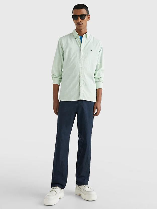 Chemise Tommy Hilfiger verte en coton bio stretch - Georgespaul