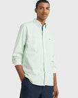 Chemise Tommy Hilfiger verte en coton bio stretch - Georgespaul