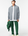 Chemise à carreaux Lacoste droite marine en coton bio - Georgespaul