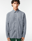 Chemise à carreaux Lacoste droite marine en coton bio - Georgespaul