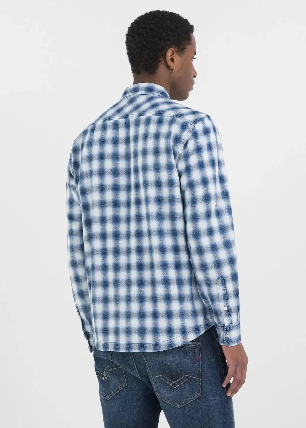 Chemise à carreaux Replay bleue pour homme | Georgespaul