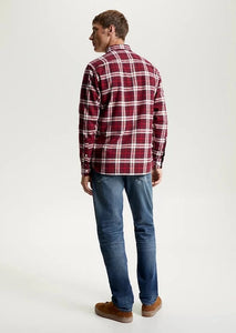Chemise à carreaux homme Tommy Hilfiger rouge en coton bio | Georgespaul