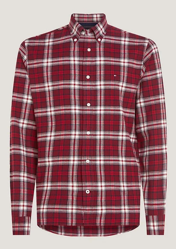 Chemise à carreaux homme Tommy Hilfiger rouge en coton bio | Georgespaul