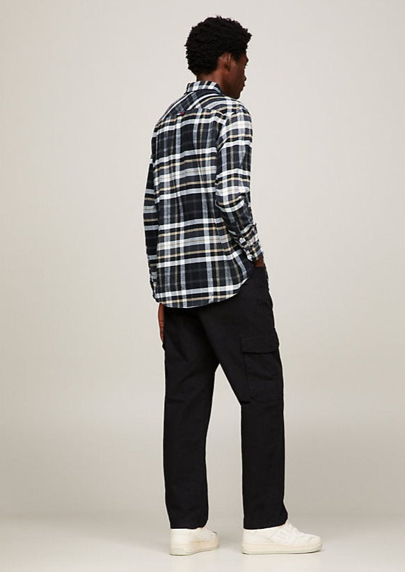 Chemise à carreaux homme Tommy Jeans noire en coton bio | Georgespaul