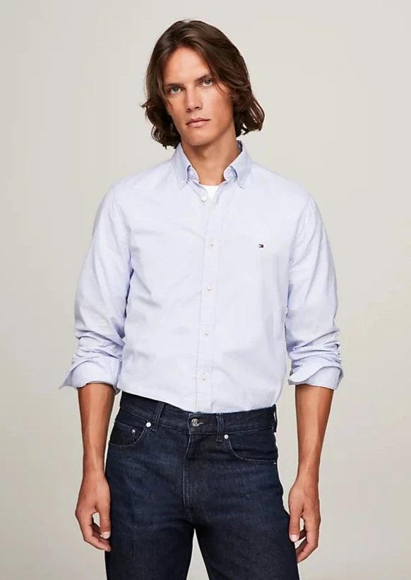 Chemise à motifs Tommy Hilfiger bleue en coton bio - Georgespaul