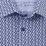 Charger l&#39;image dans la galerie, Chemise à motifs Luxor OLYMP droite bleue en coton stretch | Georgespaul
