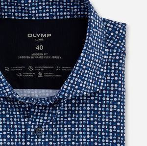 Chemise à motifs Luxor OLYMP marine en coton pour homme I Georgespaul