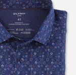 Charger l&#39;image dans la galerie, Chemise à motifs Luxor OLYMP droite marine en coton stretch | Georgespaul
