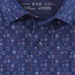 Charger l&#39;image dans la galerie, Chemise à motifs Luxor OLYMP droite marine en coton stretch | Georgespaul
