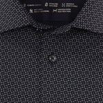 Charger l&#39;image dans la galerie, Chemise à motifs Luxor OLYMP droite noire en coton stretch | Georgespaul

